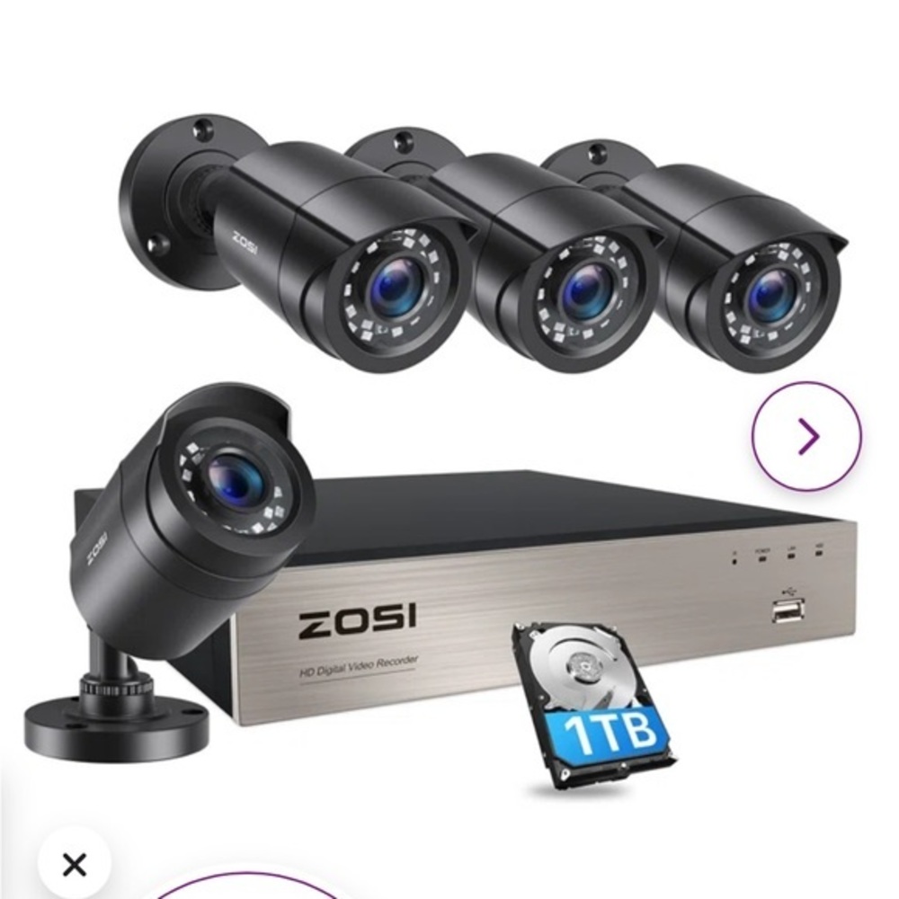 Brand NEW ZOSI 8ch Video Surveillance System cctv video enbled 4 Camera security